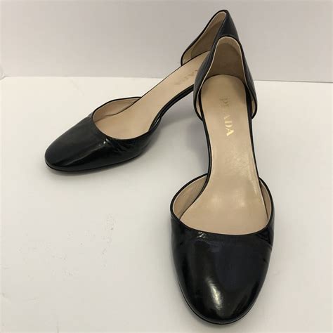 prada black patent leather kitten heels|prada kitten heels.